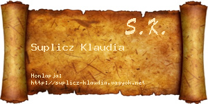 Suplicz Klaudia névjegykártya